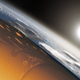 Artistic cross-section showing forming crust approximately 3 to 4 billion years ago.